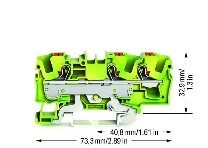 Miniatuur van Wago aardklem 3-draads 6mm met drukknop groen-geel per 25 stuks (2206-1307)