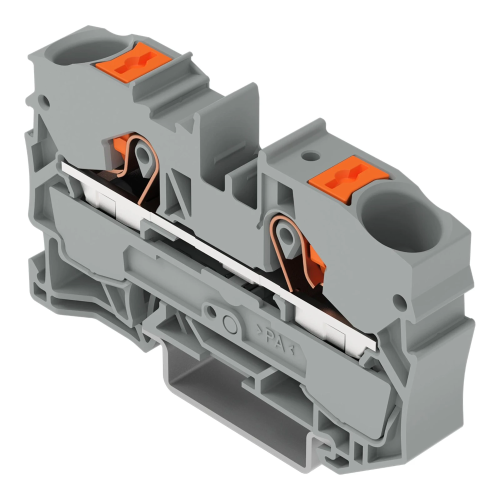 Miniatuur van Wago rijgklem 2-draads 10mm met drukknop grijs per stuk (2210-1201)