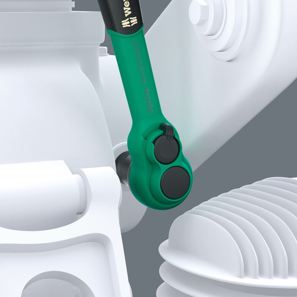 Miniatuur van Wera 2-comp Zyklop Comfort omkeerbare ratel 3/8" lengte 230mm 4.5° ratelhoek (05005540001)
