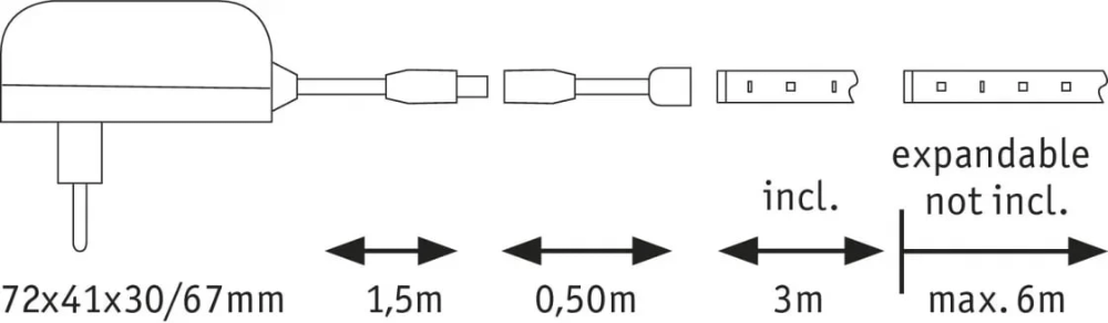 Miniatuur van Paulmann LED strip volledige set 12V warm wit 3000K 60LED/m  - lengte 5 meter (78972)