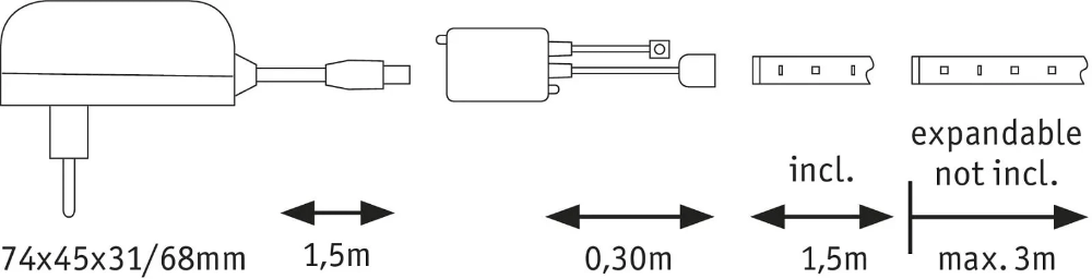 Miniatuur van Paulmann LED strip 12V RGB 183lm/m 39LED/m - 1.5 meter (70319)