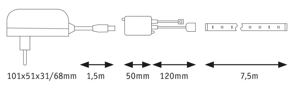 Miniatuur van Paulmann LED strip volledige set 12V RGB 30LEDS/m - 7.5 meter (78979)