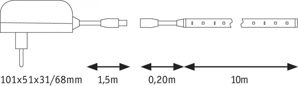 Miniatuur van Paulmann LED strip volledige set 12V warm wit 3000K 60LEDs/m -10 meter (78974)
