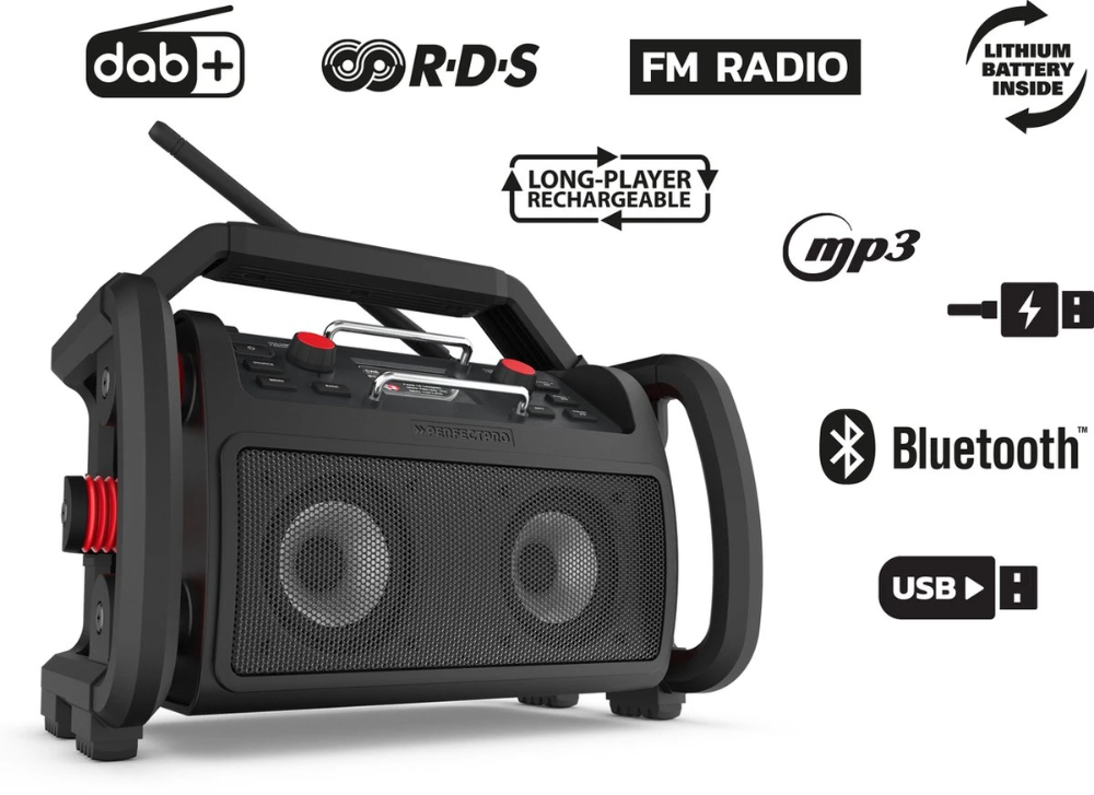 Miniatuur van PerfectPro bouwradio Rockpro Bluetooth DAB+ FM AUX USB 2x15W IP65 (RP2)