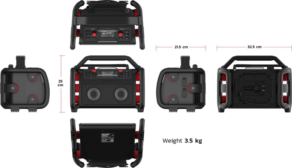 Miniatuur van PerfectPro bouwradio Rockpro Bluetooth DAB+ FM AUX USB 2x15W IP65 (RP2)