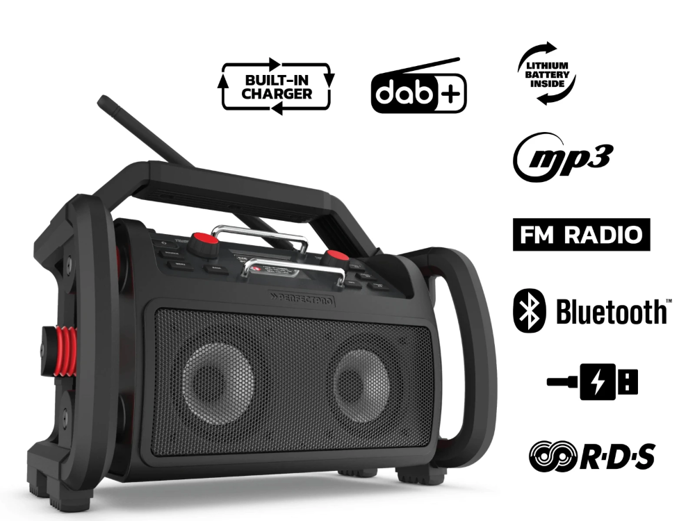 Miniatuur van PerfectPro bouwradio Rockpro Bluetooth DAB+ FM AUX USB 2x15W IP65 (RP2)
