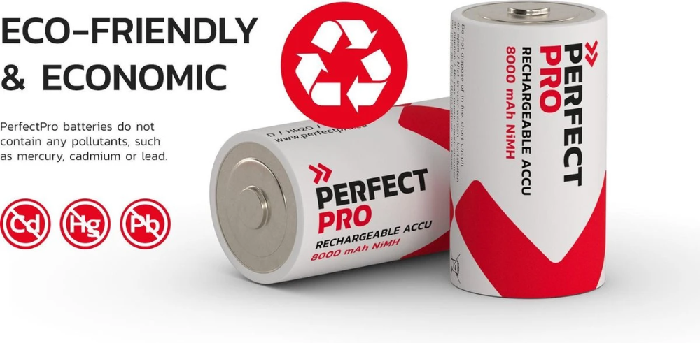 Miniatuur van PerfectPro Oplaadbare D batterijen NiMH 8000 mAh - 2 stuks (b-d2)