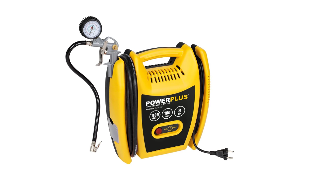 Miniatuur van PowerPlus compressor olievrij 230V 1100W 8 bar 180l/min - set met 3m slang en 8 accessoires (POWX1705)