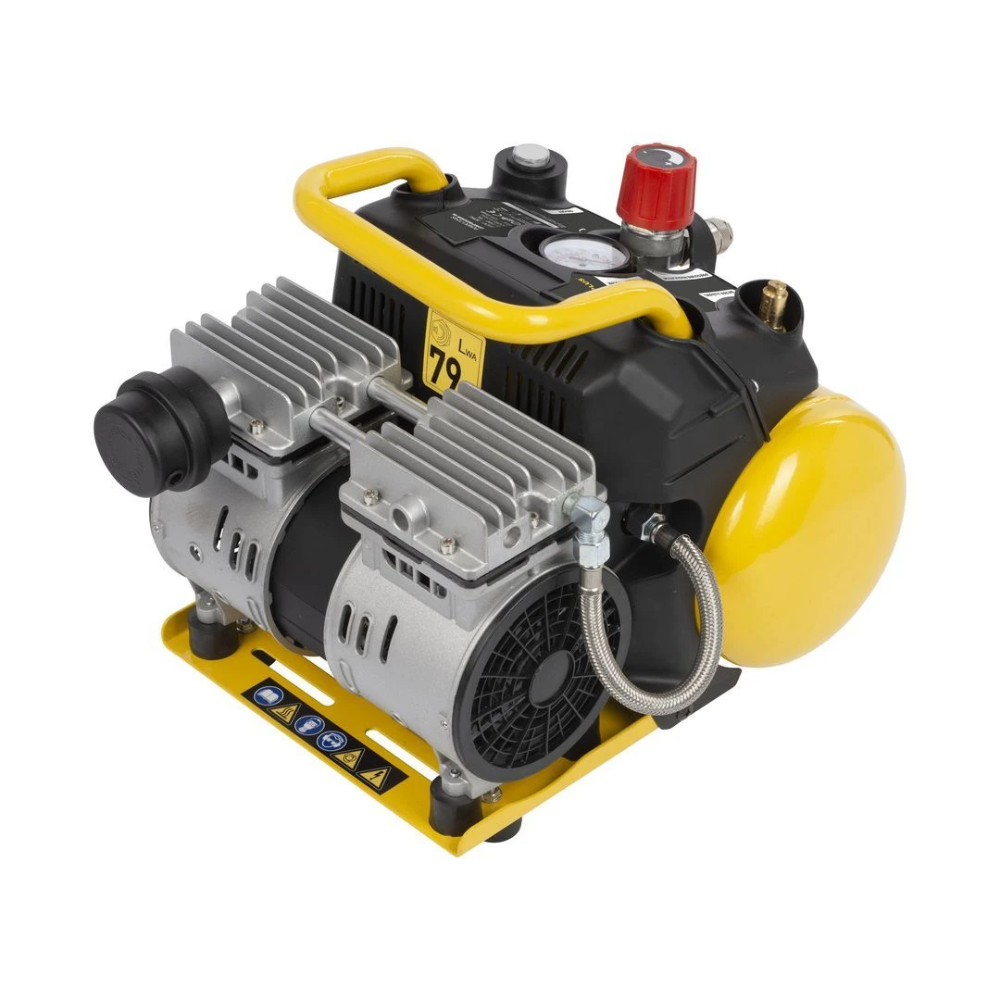 Miniatuur van PowerPlus compacte stille compressor olievrij met 6l tank 230V 550W 8 bar 105l/min - set met 9 accessoires (POWX1724S)