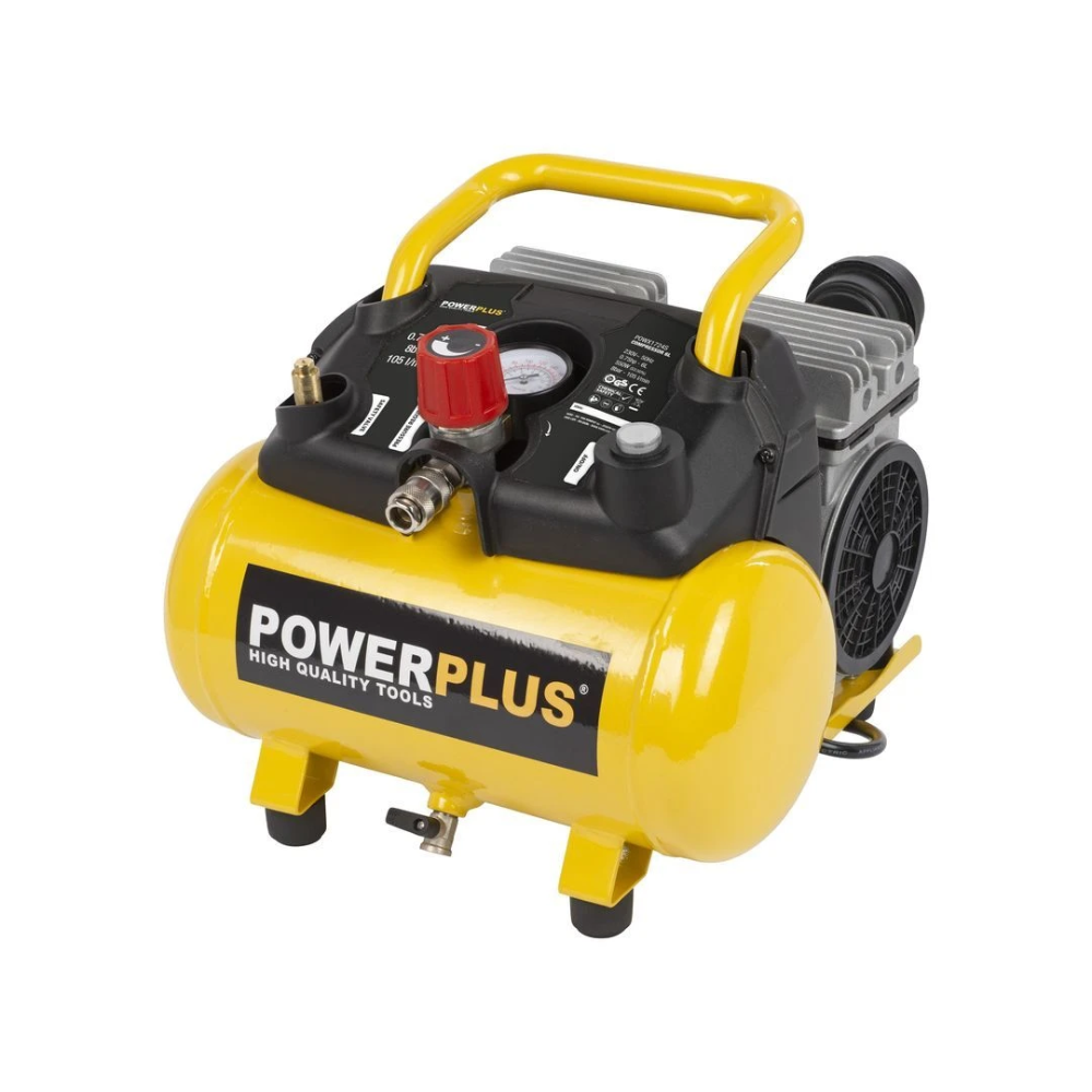 Miniatuur van PowerPlus compacte stille compressor olievrij met 6l tank 230V 550W 8 bar 105l/min - set met 9 accessoires (POWX1724S)