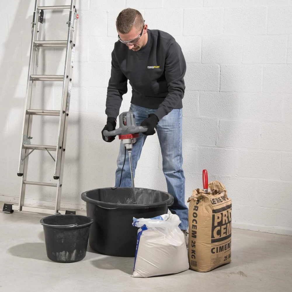 Miniatuur van PowerPlus betonmixer verfmixer 230V 1200W 6 snelheden - compleet met mengstaaf (POWE80070)