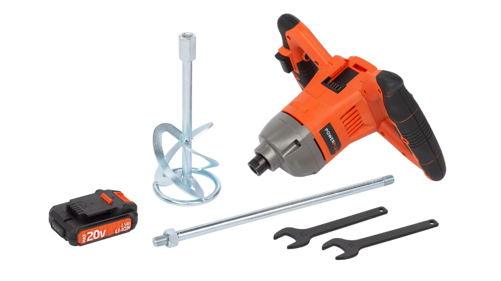 Miniatuur van PowerPlus accu betonmixer verfmixer 20V Dual Power 6 snelheden basic body - compleet met mengstaaf (POWDP7080)