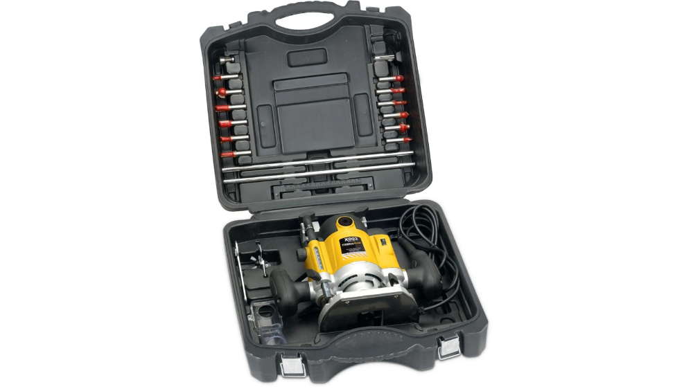 Miniatuur van PowerPlus bovenfrees 230V 1500W met fijninstelling - complete set met 12 frezen (POWX093)