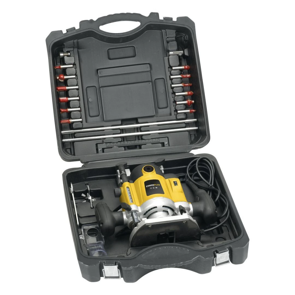 Miniatuur van PowerPlus bovenfrees 230V 1500W met fijninstelling - complete set met 12 frezen (POWX093)