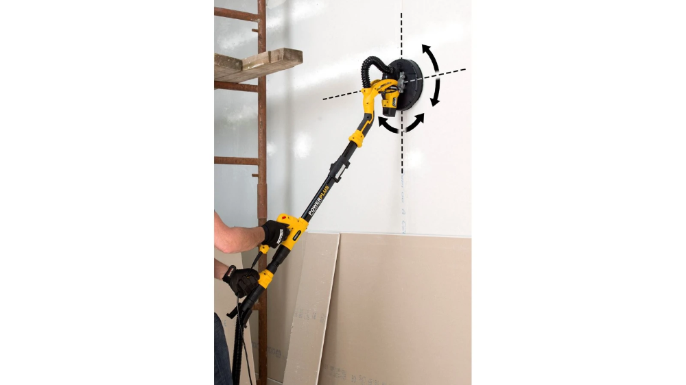 Miniatuur van PowerPlus langnek telescopische schuurmachine 230V 710W Ø225mm en 285mm driehoek voor in hoeken (POWX0477)