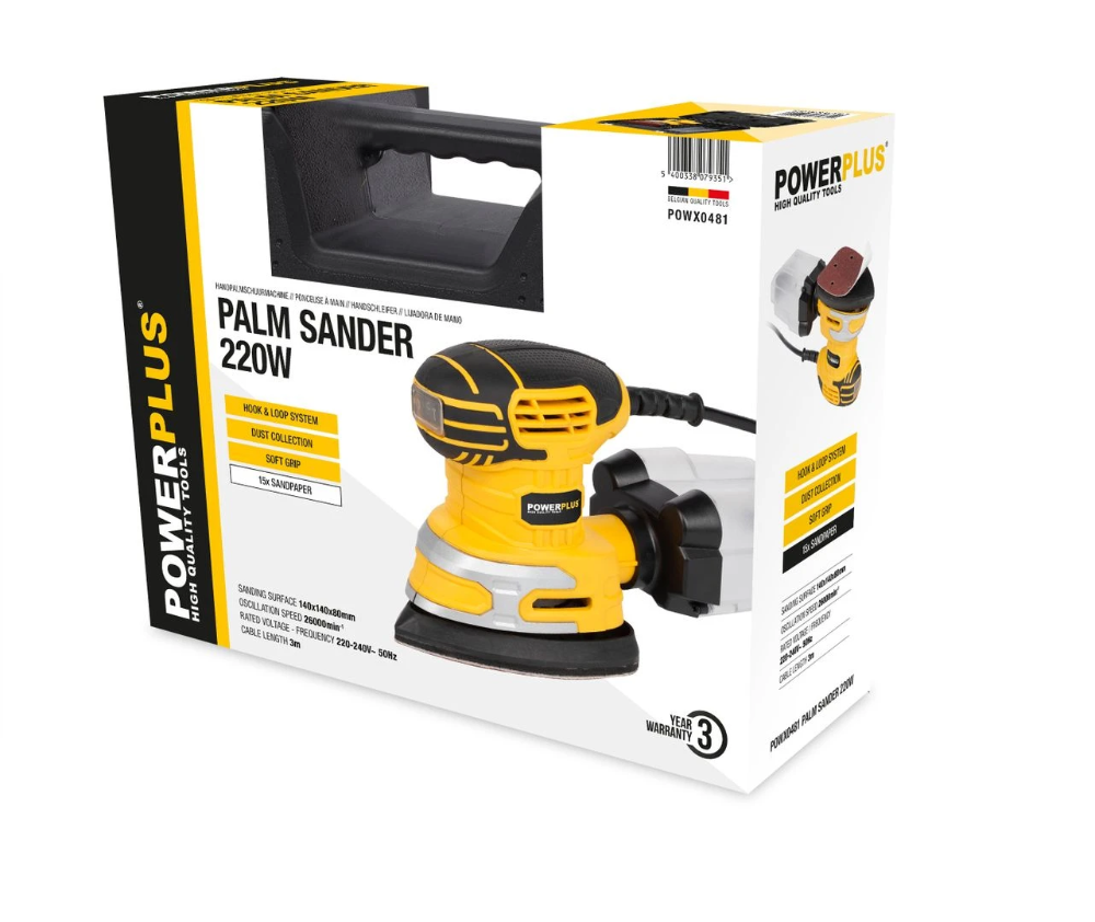 Miniatuur van PowerPlus delta multischuurmachine 230V 220W 140x140x80mm - set met 15 vellen schuurpapier (POWX0481)