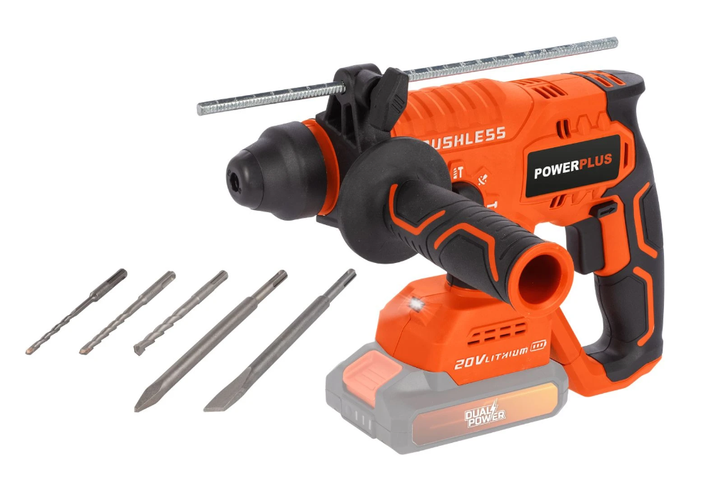Miniatuur van PowerPlus accu boorhamer SDS-plus 3J 20V Dual Power - set met 5 accessoires (POWDP15630)