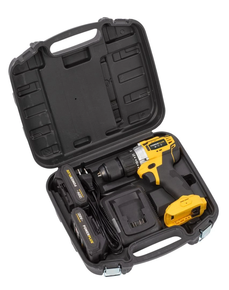 Miniatuur van PowerPlus accu klop- en schroefboormachine 20V met 2x 2.0Ah accu en lader (POWX00512)