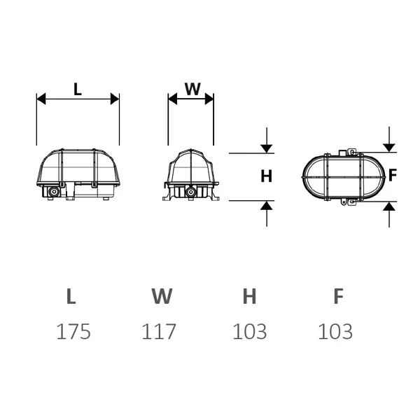 Miniatuur van INTERLight Bulkhead LED 6W 3000/4000/5000K wit/grijs polycarbonaat IP54 (IL-BH6P)