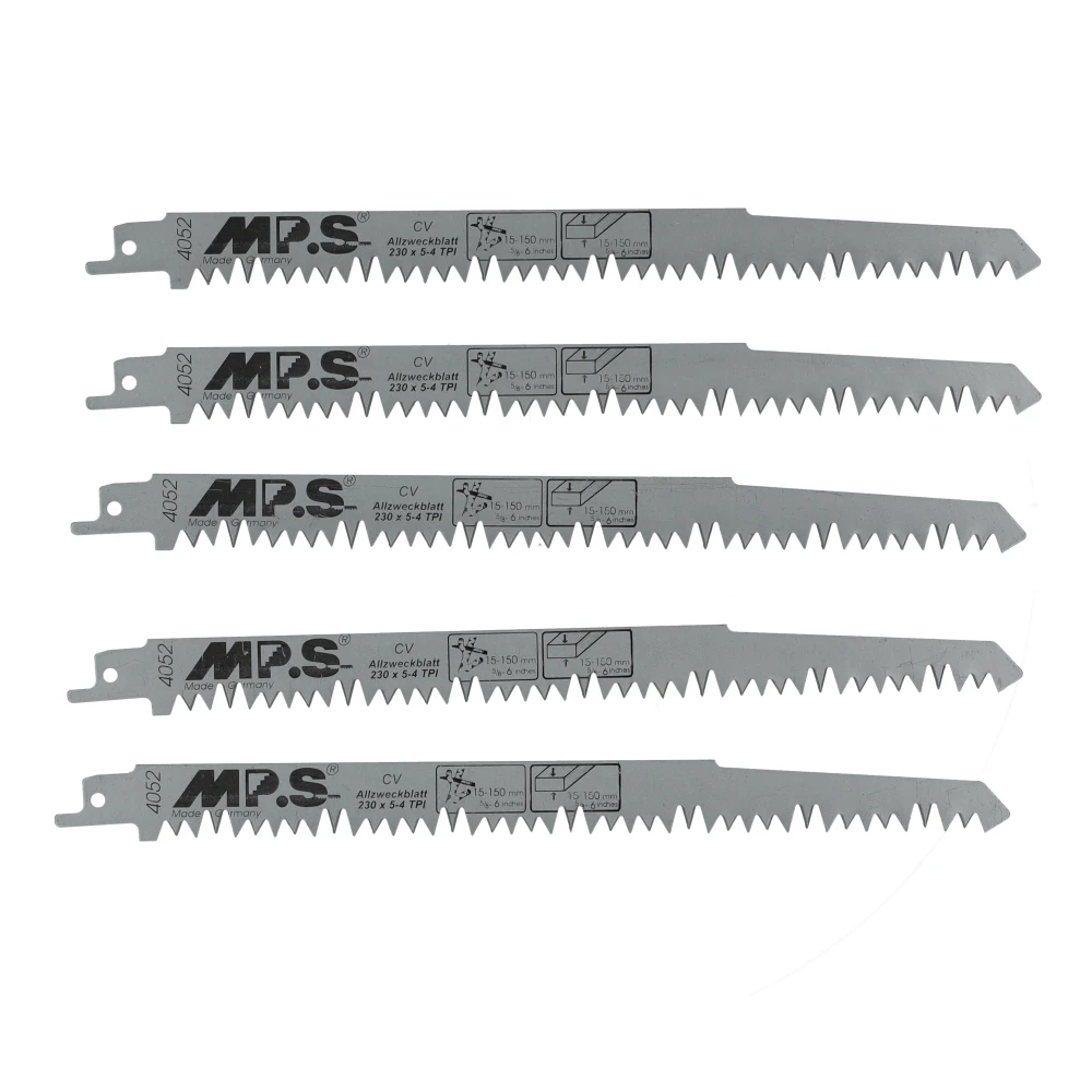 Miniatuur van MPS reciprozaagblad CrV hout en plaat grof Profi Wood Line lengte 240mm TPI 5 - blister van 5 stuks (4052-5)