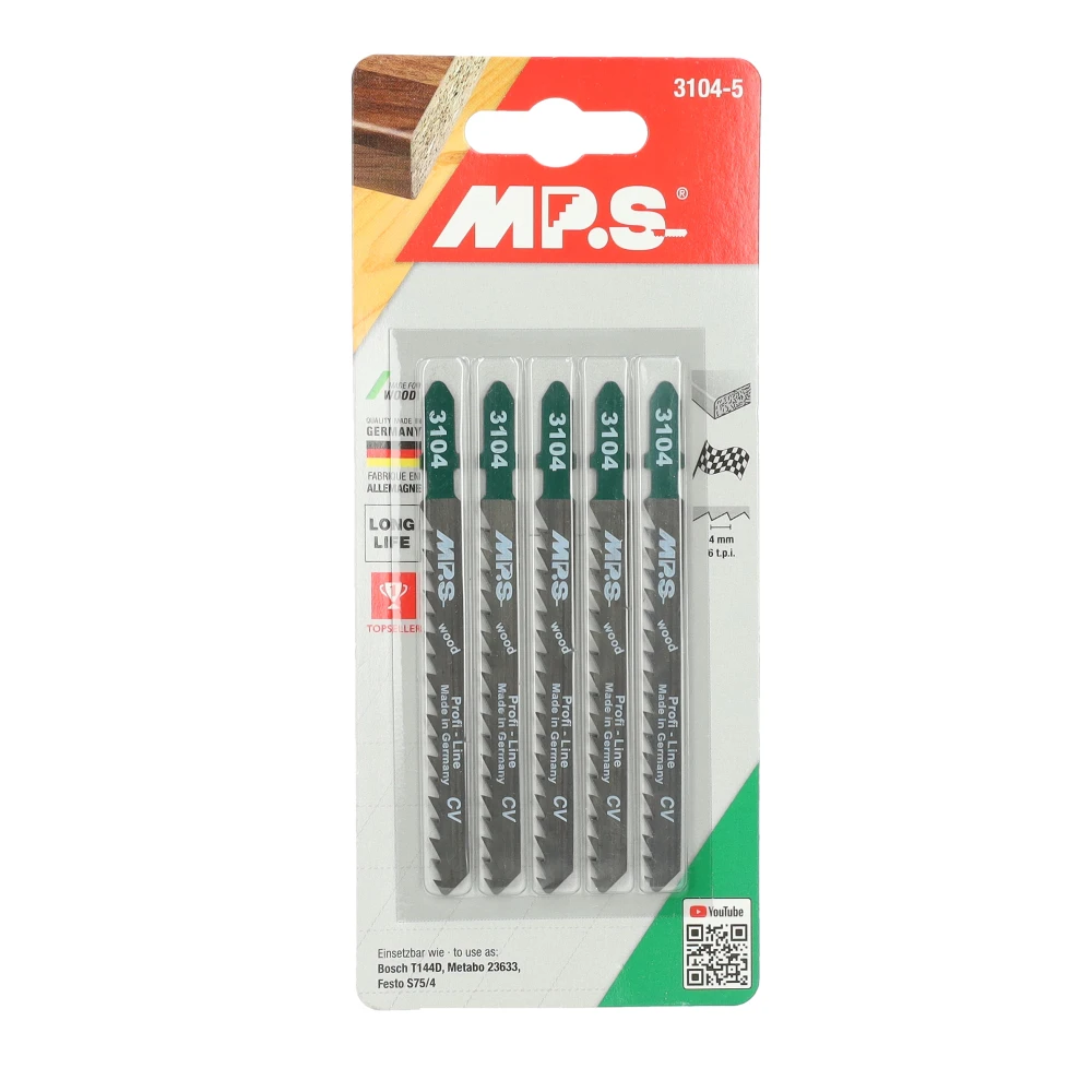 Miniatuur van MPS decoupeer zaagblad CrV hout grof Profi Wood Line lengte 100mm TPI 6 - blister van 5 stuks (3104-5)