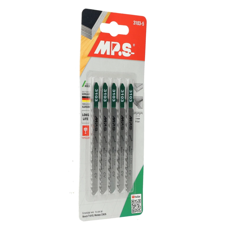 Miniatuur van MPS decoupeer zaagblad CrV hout fijn Profi Wood Line lengte 100mm TPI 6 - blister van 5 stuks (3103-5)