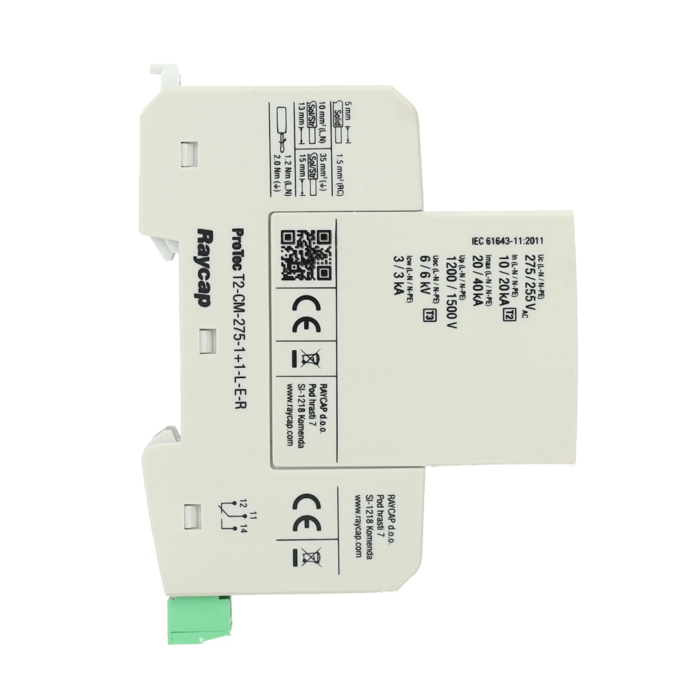 Miniatuur van Raycap ProTec overspanningsbeveiliging type 2 1P+N (TT) 20kA met meldcontact DIN-rail (RA-515.597)