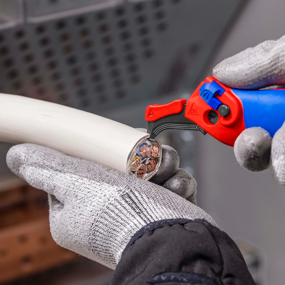 Miniatuur van KNIPEX kabelmes met glijschoen en ratelfunctie (16 50 145 SB)