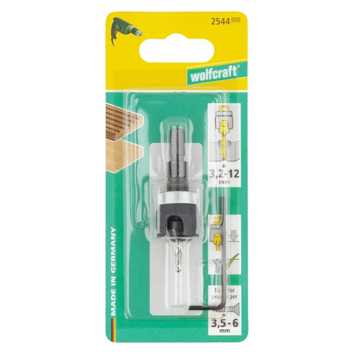 Miniatuur van Wolfcraft voorboor met verzinkboor en dieptestop Ø12mm (2544000)