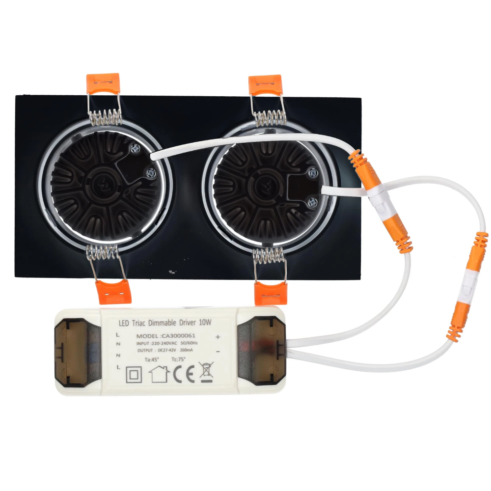 Miniatuur van LED Republic waterdichte inbouwspot vierkant zwart 2x 5W 900lm DTW zaagmaat 2xØ75mm - 175mm x 93mm 2-voudig IP65 (8785278182970)
