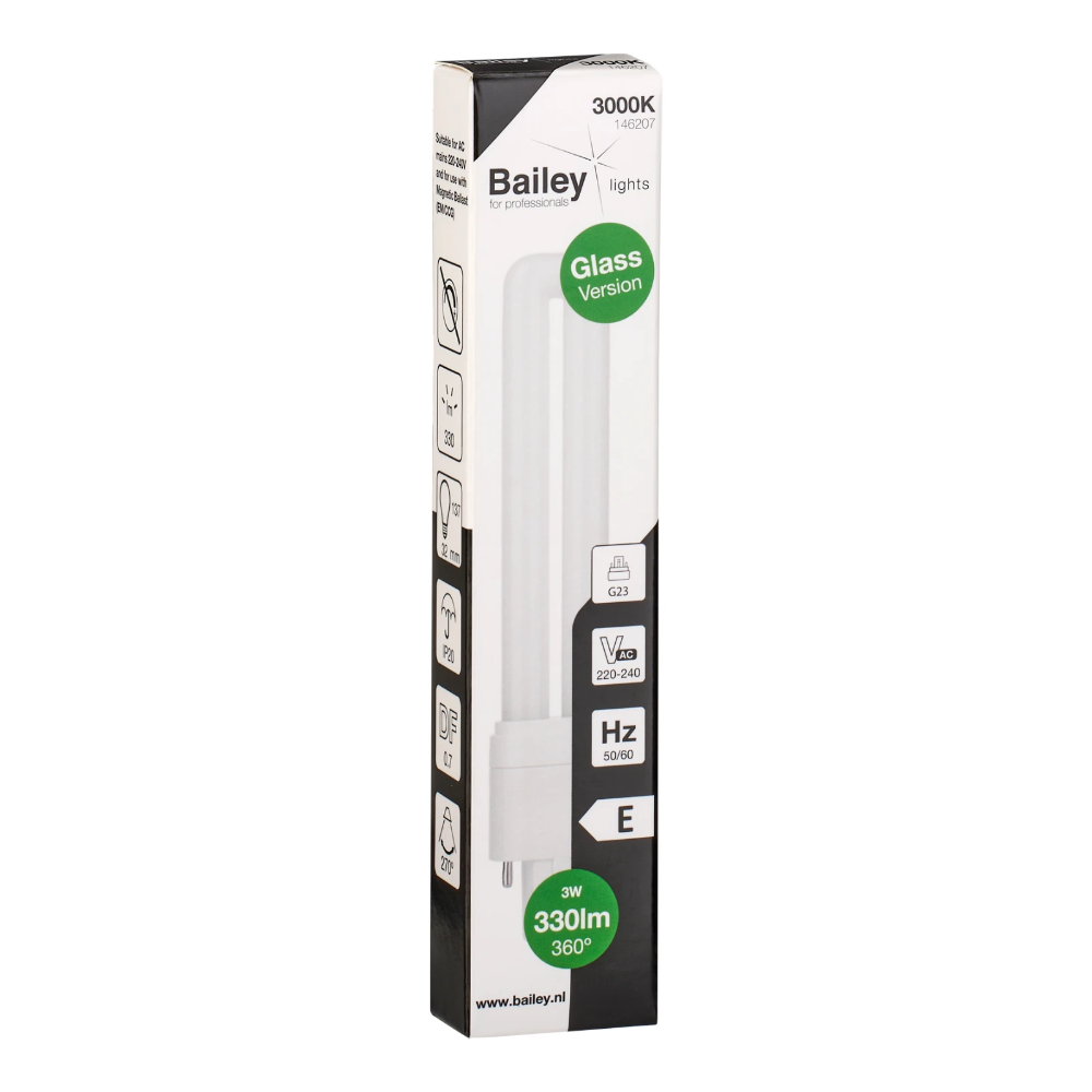 Miniatuur van Bailey LED PL Glass TC-S G23 3W 330lm warm wit 3000K 137mm (146207)