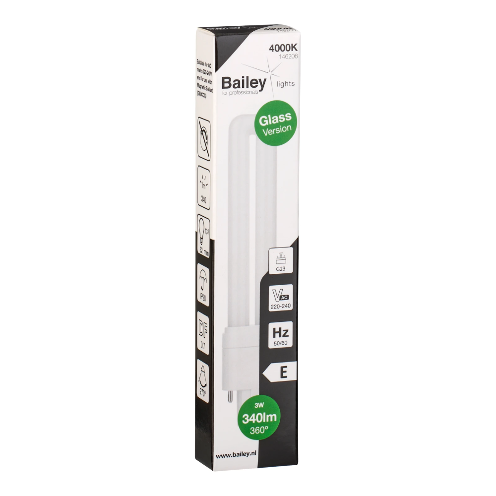 Miniatuur van Bailey LED PL Glass TC-S G23 3W 340lm koel wit 4000K 137mm (146208)