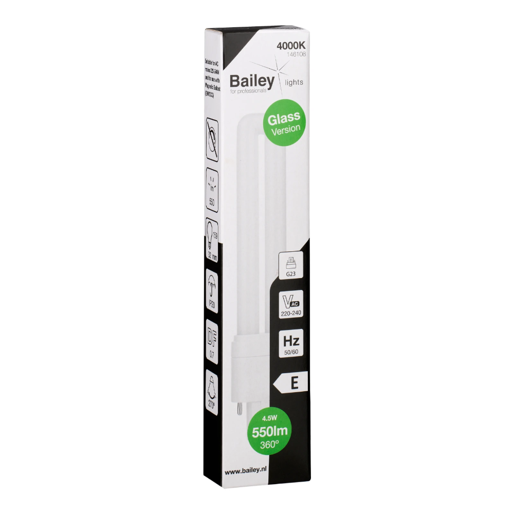 Miniatuur van Bailey LED PL Glass TC-S G23 4.5W 550lm koel wit 4000K 159mm (146108)