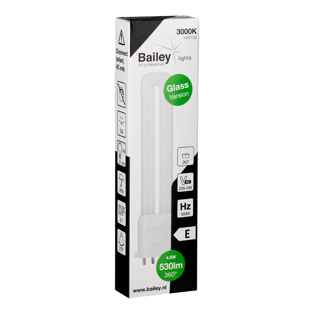 Miniatuur van Bailey LED PL Glass TC- SEL 2G7 4.5W 530lm warm wit 3000K 145mm (146109)