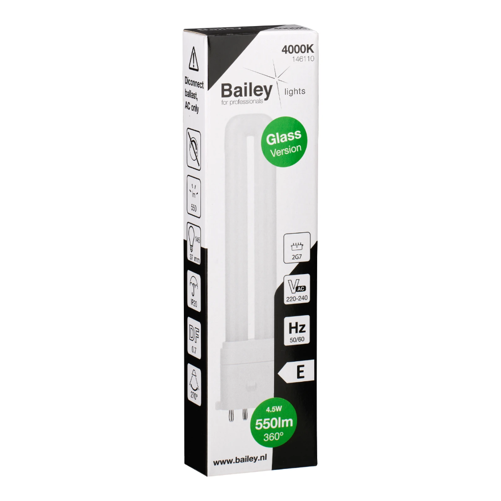 Miniatuur van Bailey LED PL Glass TC- SEL 2G7 4.5W 550lm koel wit 4000K 145mm (146110)