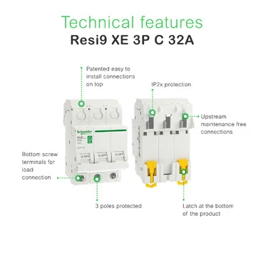 Miniatuur van Schneider Electric automaat inklikbaar 3-polig 32A C-curve (R9FEC332)