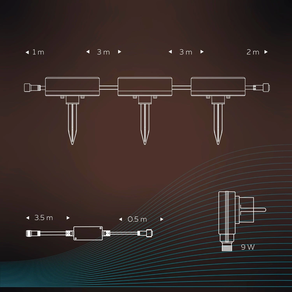 Miniatuur van Calex Smart Outdoor padverlichting RGB en CCT 24V 9W 330lm IP44 - per 3 stuks (5401001500)