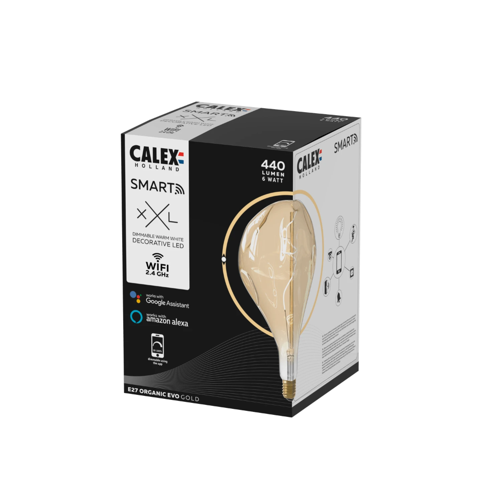 Miniatuur van Calex Smart Organic EVO filament E27 6W 280lm warm wit 1800K IP20 goud (5101000400)