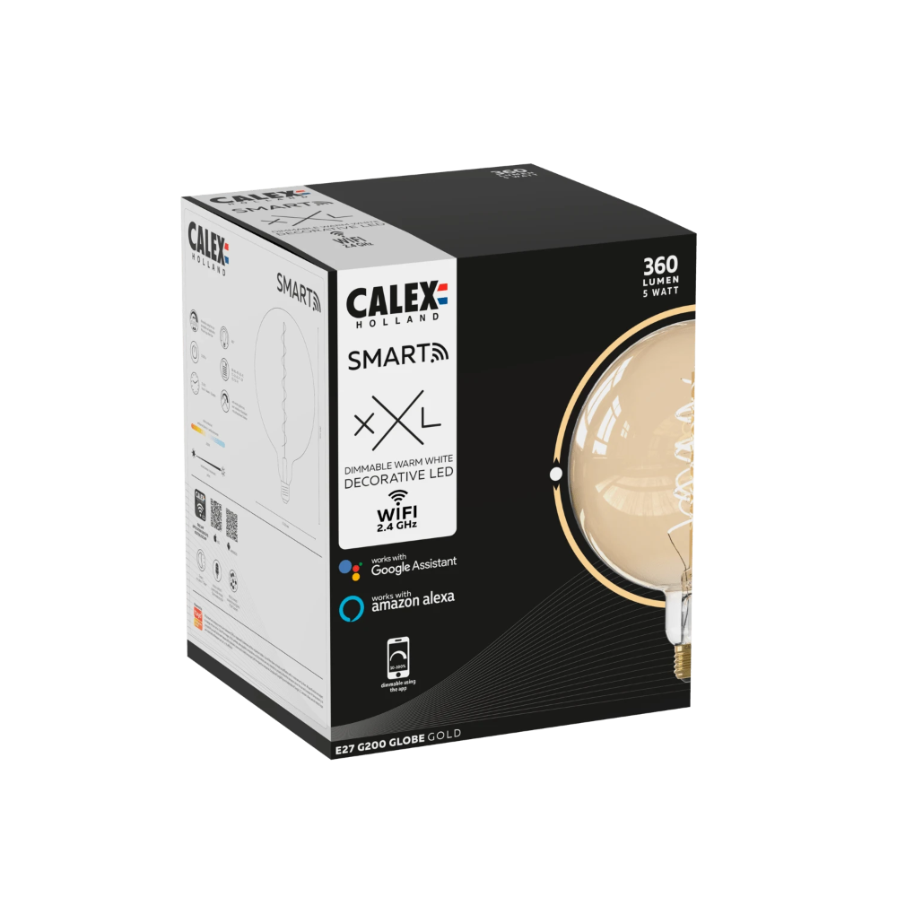 Miniatuur van Calex Smart XXL filament E27 G200 5W 220lm warm wit 1800K IP20 goud (5101000700)