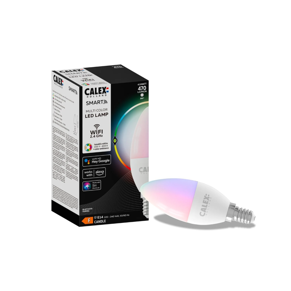 Miniatuur van Calex Smart LED lamp kaars E14 RGB en CCT 4.9W 470lm - dimbaar (429008.2)