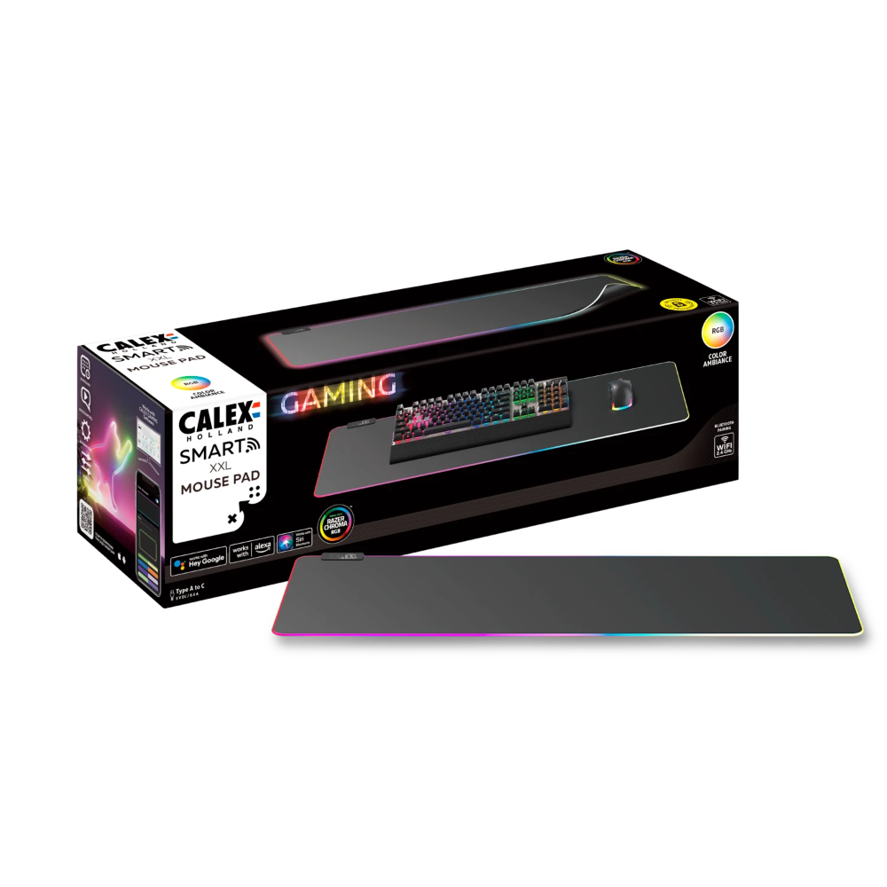 Miniatuur van Calex Smart Gaming XXL muismat RGB 90x30 Type A to C (6201000700)