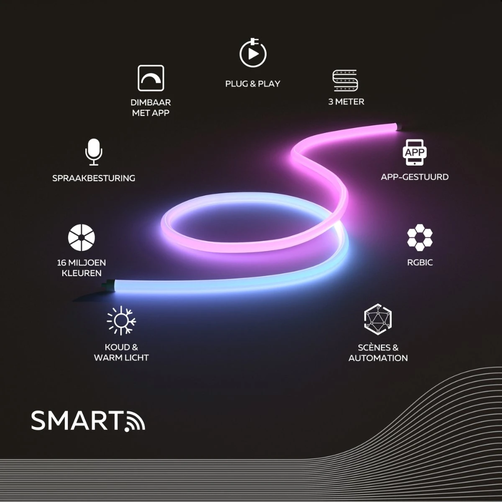 Miniatuur van Calex Smart Neon LED strip RGBIC 18W IP44 - 3 meter (6101000400)