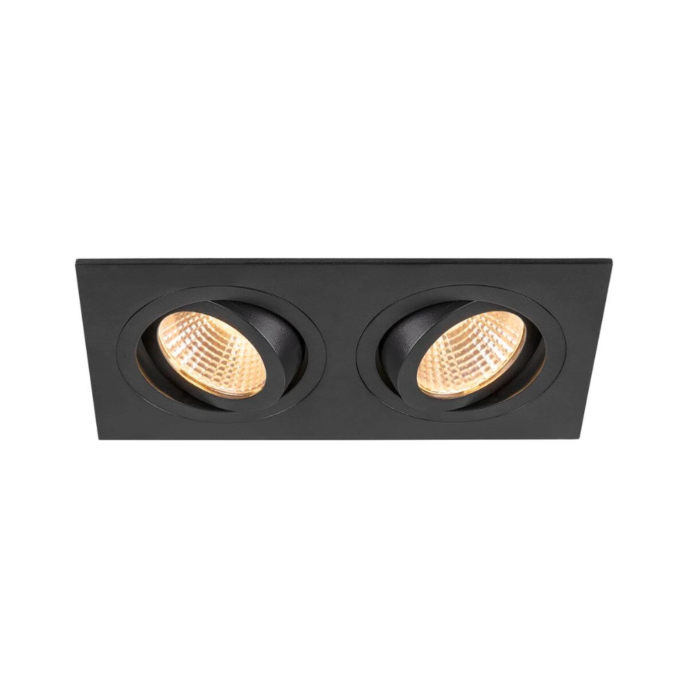 Miniatuur van SLV inbouwspot GU10 2-voudig rechthoek kantelbaar zaagmaat 155x78mm zwart (1008007)