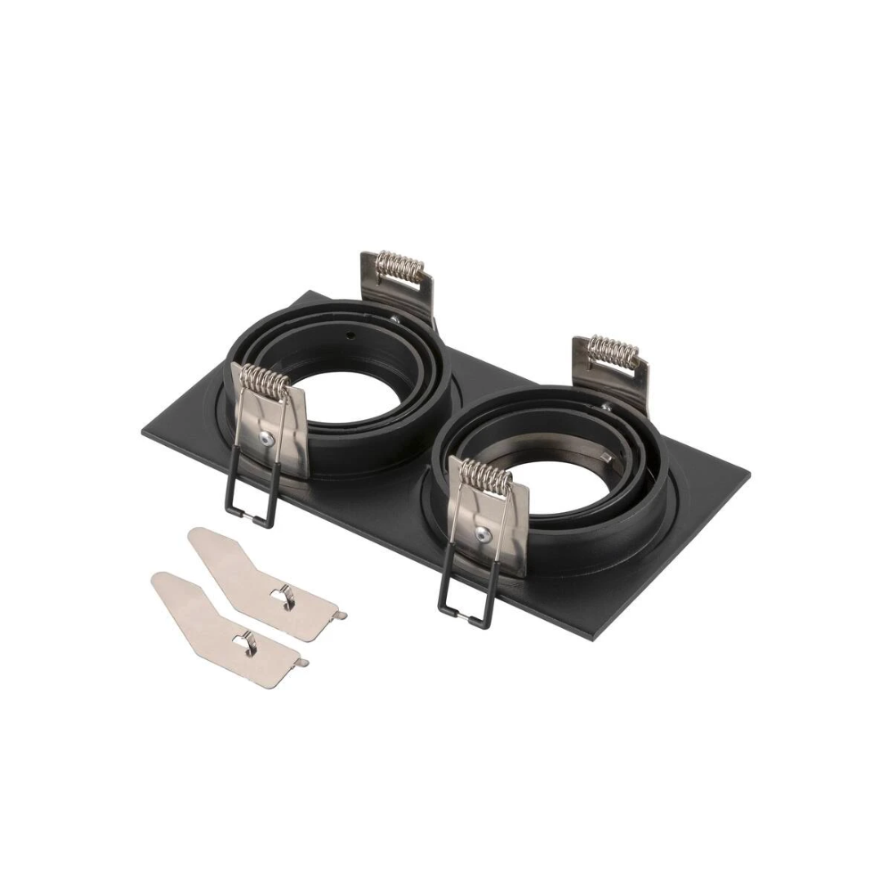 Miniatuur van SLV inbouwspot GU10 2-voudig rechthoek kantelbaar zaagmaat 155x78mm zwart (1008007)