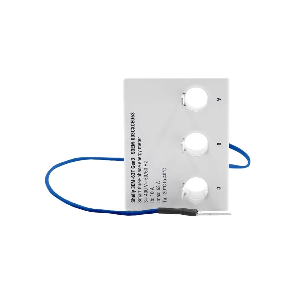 Miniatuur van Shelly energiemeter met platte aansluiting 3EM-63T Gen3 (S3EM-003CXCEU63-W)