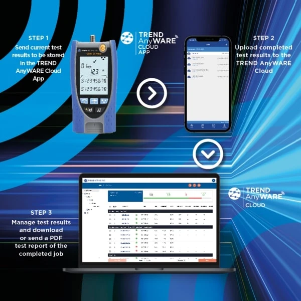 Miniatuur van TREND Networks VDV II AnyWARE Basis kabeltester met wiremap, toongenerator en PoE-bescherming (R158007)
