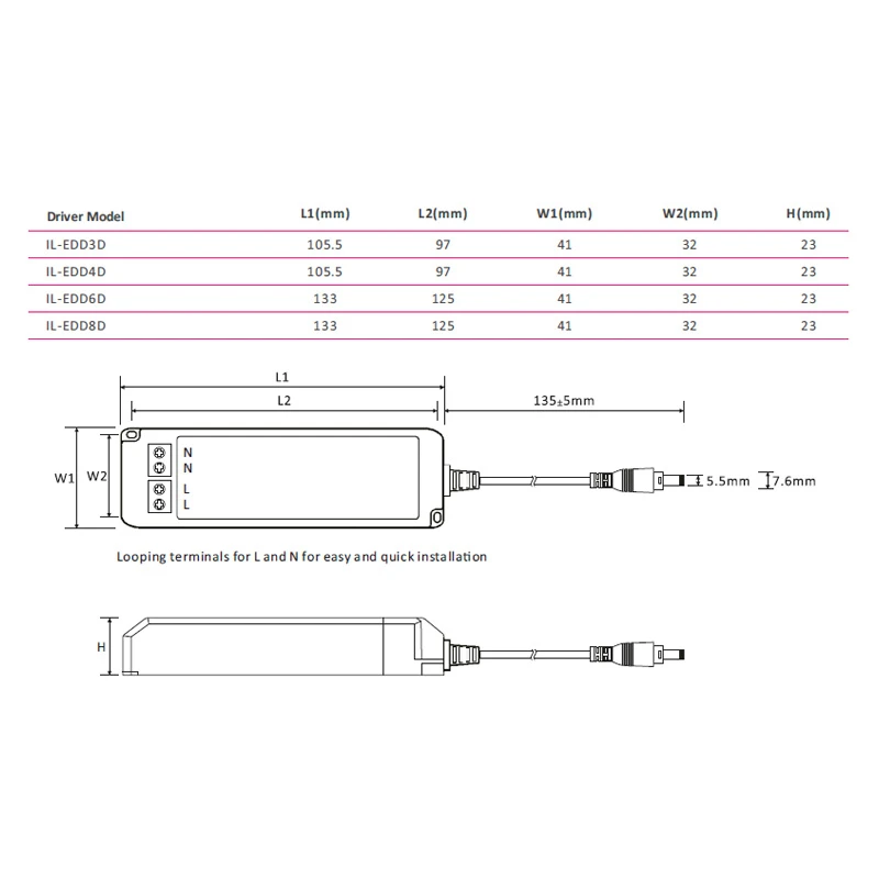 Miniatuur van INTERLight Easyfit LED driver 8W 180mA-230V - dimbaar (IL-EDD3D)