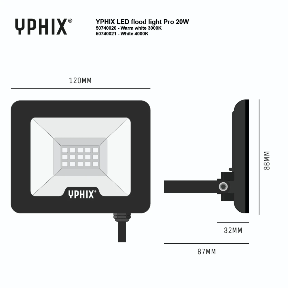 Miniatuur van Yphix LED schijnwerper 20W 2000lm wit 4000K IP65 (50740021)