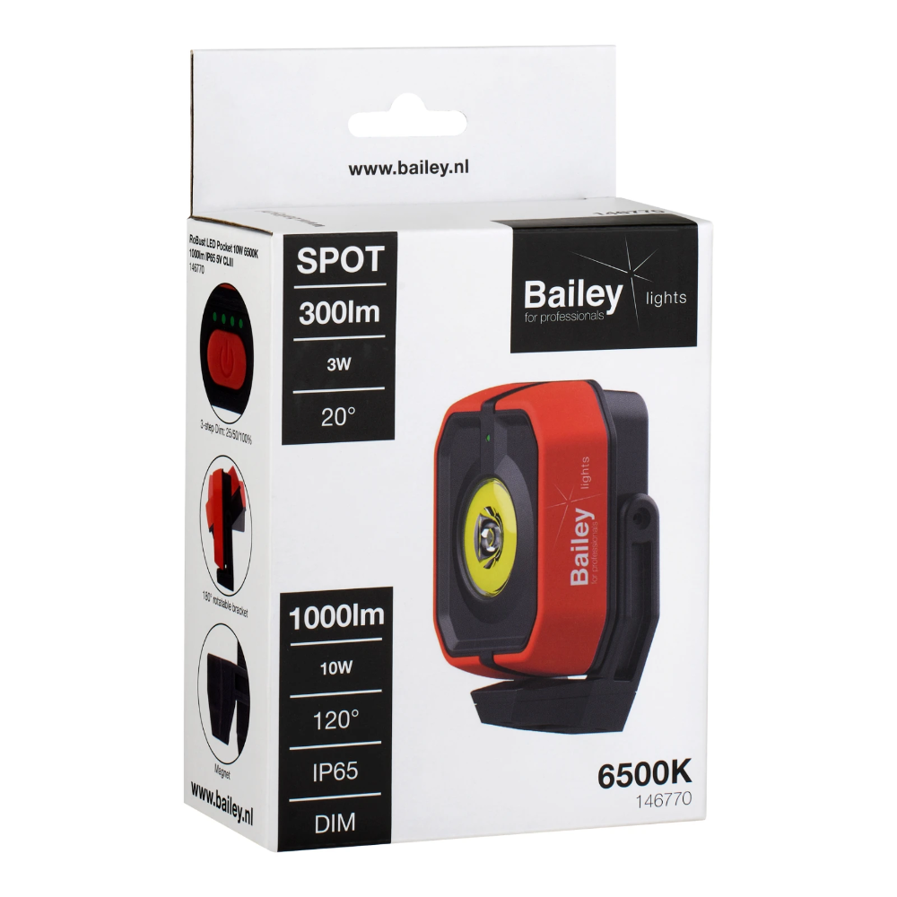 Miniatuur van Bailey RoBust LED Pocket 10W 1000lm 6500K IP65 CLIII oplaadbaar (146770)