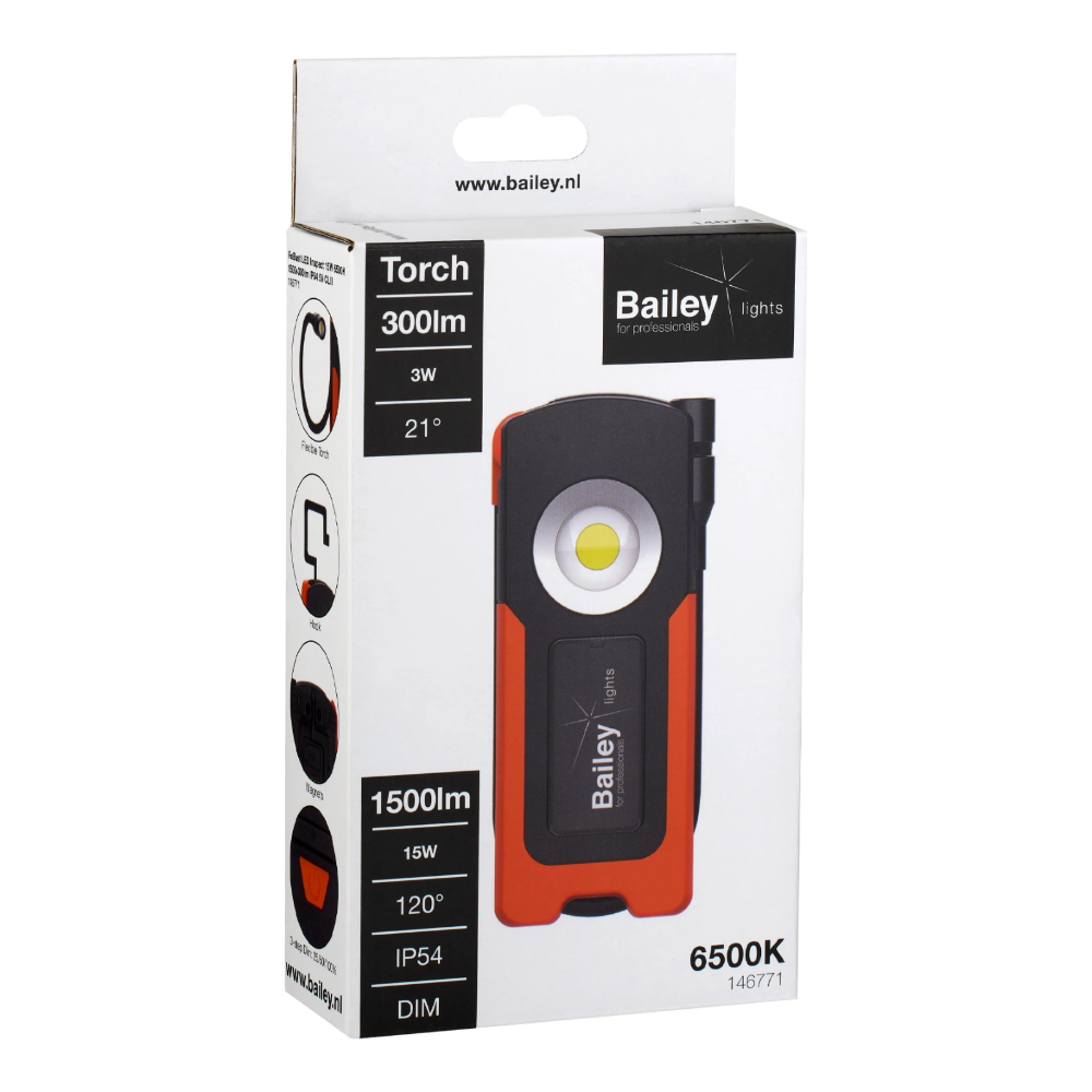 Miniatuur van Bailey RoBust LED Inspect 15W 1500+300lm 6500K IP54 CLIII oplaadbaar (146771)